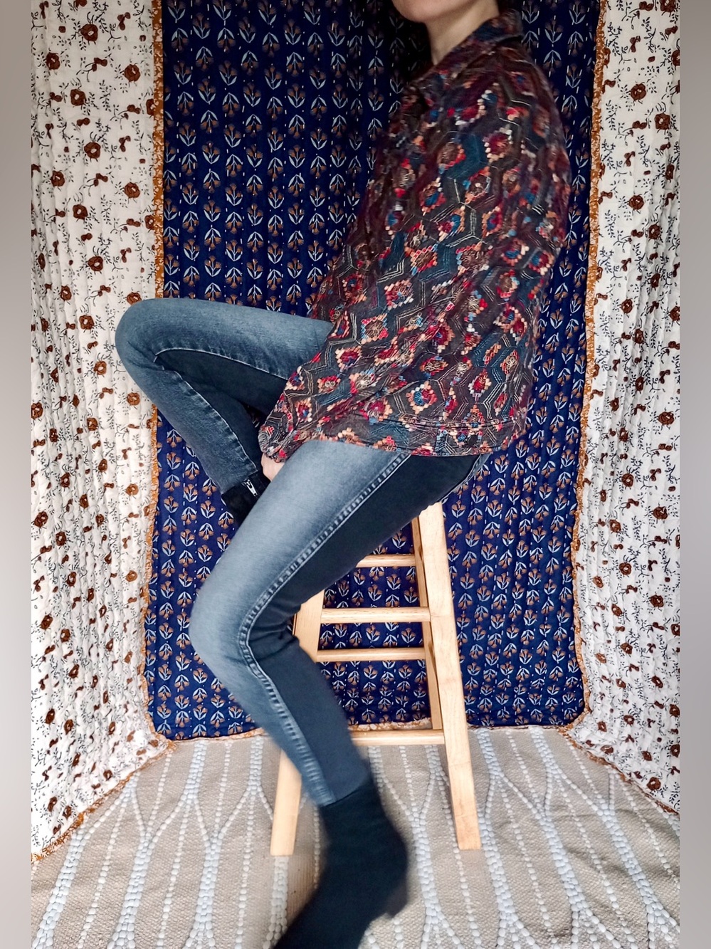 AMO ❉ Twist Two Tone Mid Rise Cropped Skinny Jean Black Gray Dark & Stormy 25